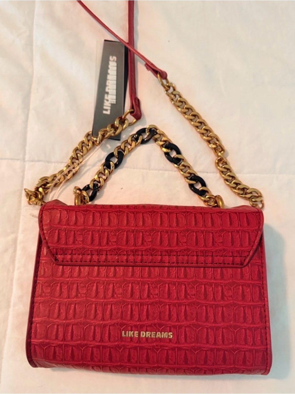 LIKE DREAMS Red/Burgundy Chain Shoulder Bag